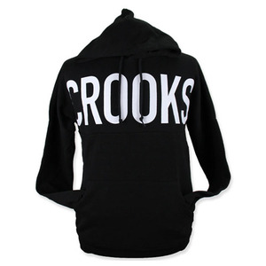CROOKS &amp; CASTLES Knit Hooded Pullover - Banner (Black) 