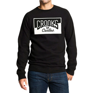 CROOKS &amp; CASTLES Mens Knit Crew Sweatshirt - Chopper (Black)
