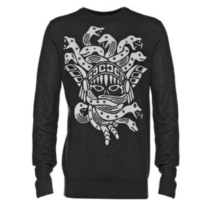 CROOKS &amp; CASTLES Mens Knit Crew Sweater - Olmec Medusa [1]