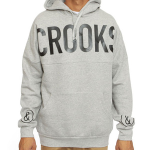 CROOKS &amp; CASTLES Knit Hooded Pullover - Banner (Heather Grey) 