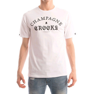 CROOKS &amp; CASTLES Men&#039;s Knit Crew T-Shirt - Four Cees (White) 