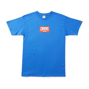 CROOKS &amp; CASTLES Knit Crew T-Shirt - Minibox Logo (Cobalt)